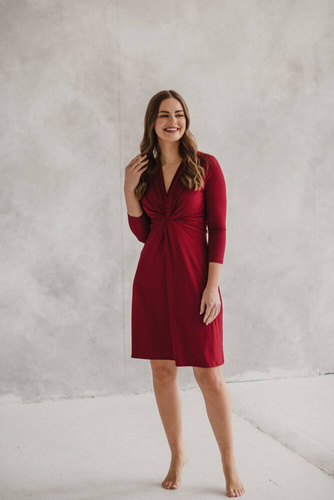 Sukienka ciążowa i do karmienia rękaw Loop 7/8 Milk&Love bordowy