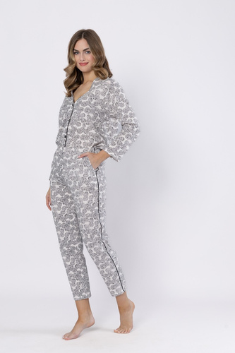 Piżama damska Bronia 1609 Leveza – czarna, dwuczęściowa, elegancka