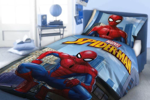 Spider-Man Faro– pościel dziecięca bawełniana 160x200 cm, niebieska, 100% bawełna
