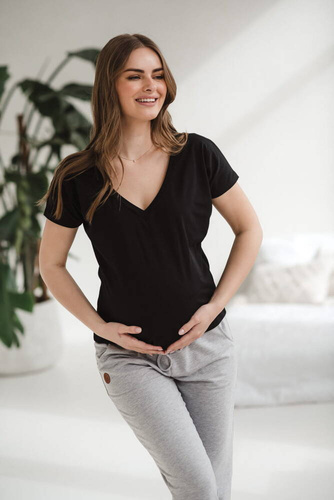 Bluzka ciążowa i do karmienia z krótkim rękawem Two Ways Milk&Love czarny 