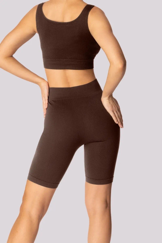 Spodenki bikery damskie prążek Ribbed Mona caffe