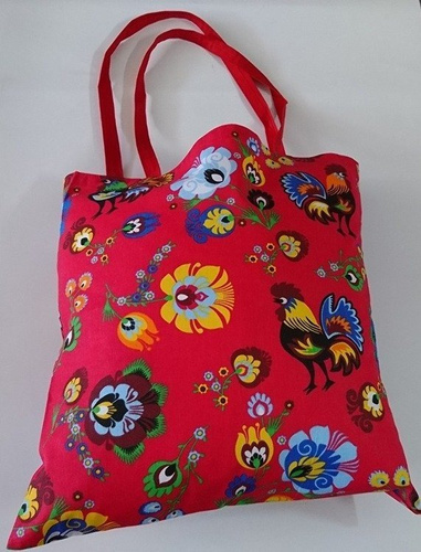 Torba bawełniana na zakupy Kwiatki wzór serwetki szary