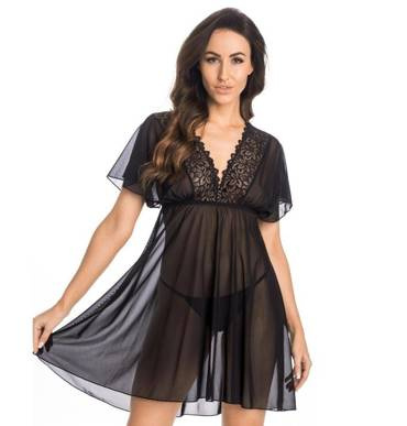 Siateczkowa Koszula Nocna Emma Teyli - czarna