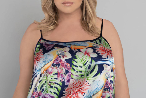 Piżama Damska wąskie ramiączko, spodenki Polinezja Italian Fashion - druk kwiaty