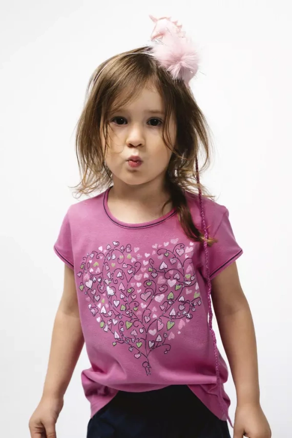 Piżama dziewczęca Ontega Italian Fashion - amarantowy/granatowy