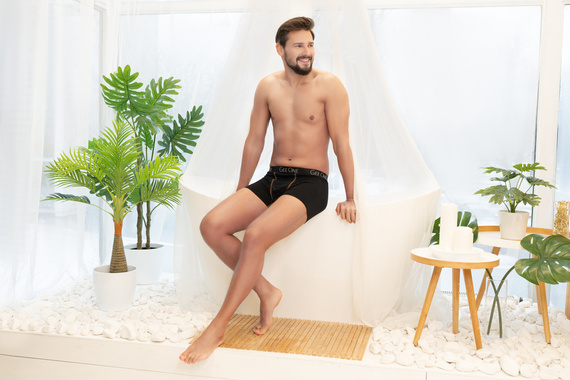 Bokserki męskie Fluo Italian Fashion - czarny/fluo pomarańcz