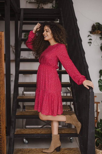 Sukienka ciążowa i do karmienia Lovely Dress Milk&Love czerwono-malinowy