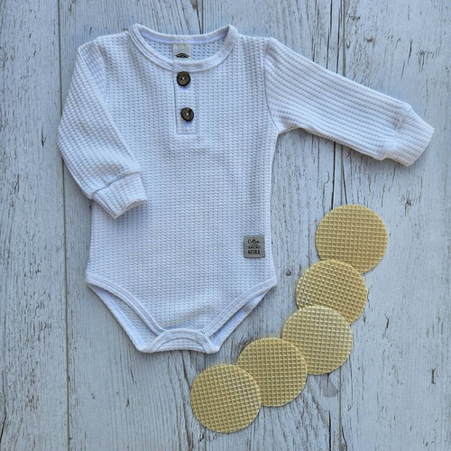 Body polo z długim rękawem "Natural Waffel" Makoma white 