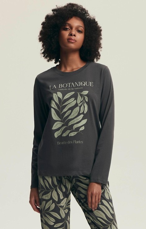 Bawełniana piżama damska Henderson Danna 43685 grey – długi rękaw i spodnie