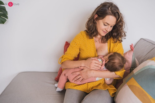 Tunika z muślinu organicznego Mother Nature Milk&Love wrzosowy