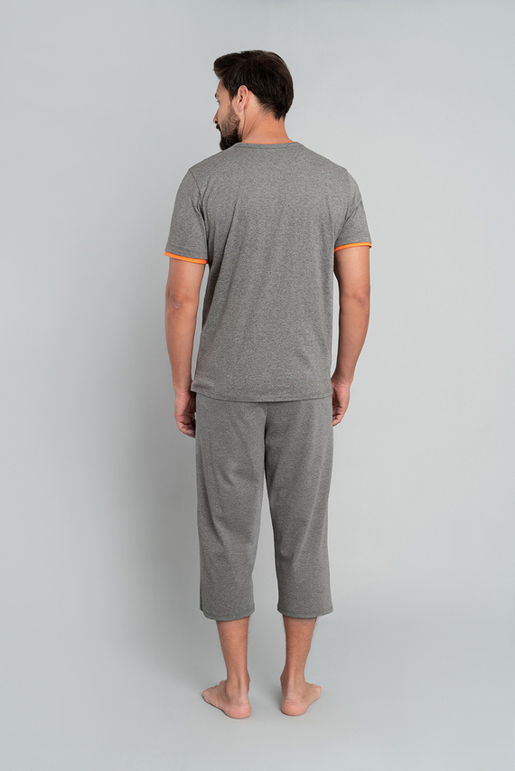 Piżama Męska krótki rękaw, 3/4 spodnie Marek Italian Fashion- średni melanż