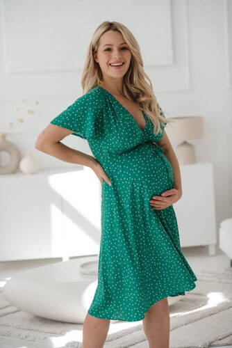 Sukienka do karmienia krótki rękaw Milk Shake Milk&Love zielona w groszki