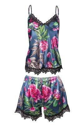 Komplet piżama damska Flowers DKaren -DK-KV granatowy