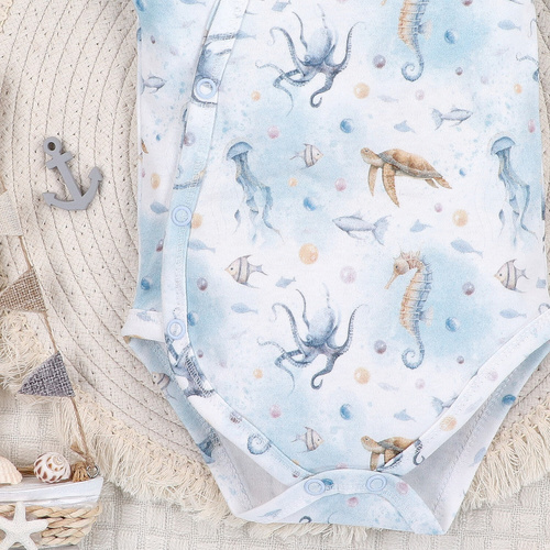 Body Sea Of Joy Nini kopertowe krótki rękaw biały – organiczna bawełna, noworodek