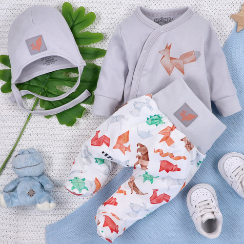 Body kopertowe z bawełny organicznej Fun Origami Nini szary