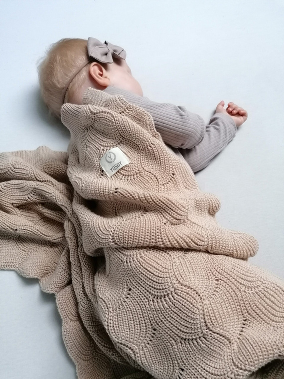 Kocyk WAVES eco cotton Cappuccino Yosoy