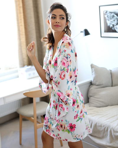 Rose Szyfonowy szlafrok damski Unikat - ecri-kwiaty 