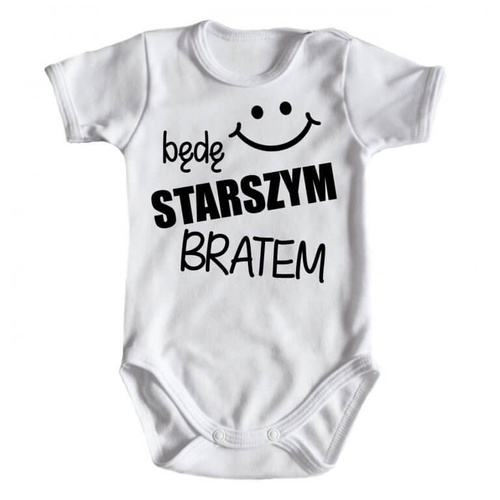 Body krótki rękaw "Będę STARSZYM bratem v2" Moocha czarny