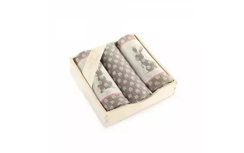 Komplet ścierek kuchennych 8525/9 w drewnianym pudełku Zwoltex brązowy