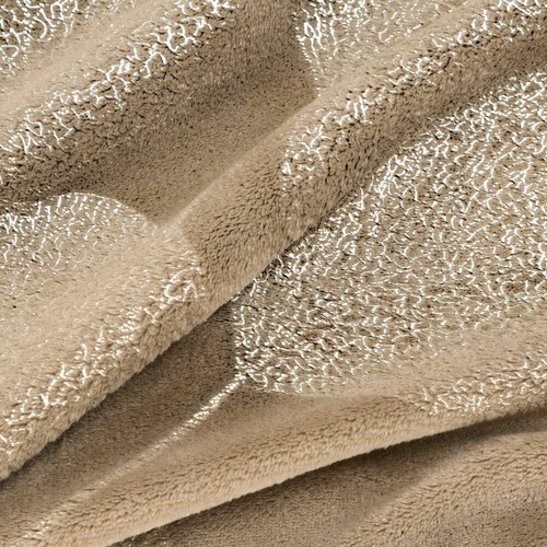 Koc narzuta z mikrofibry z błyszczącym nadrukiem liści Ginko 2 Eurofirany miodowy