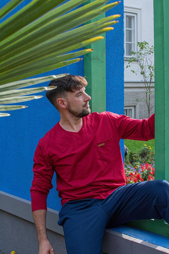 Piżama Męska 683 Kevin De Lafense - bordo- granat