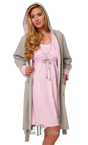 Szlafrok Damski Komfort  Italian Fashion- melanż/róż