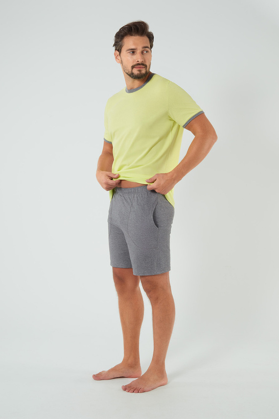 Piżama Męska krótki rękaw, spodenki Nikodem Italian Fashion - limonka