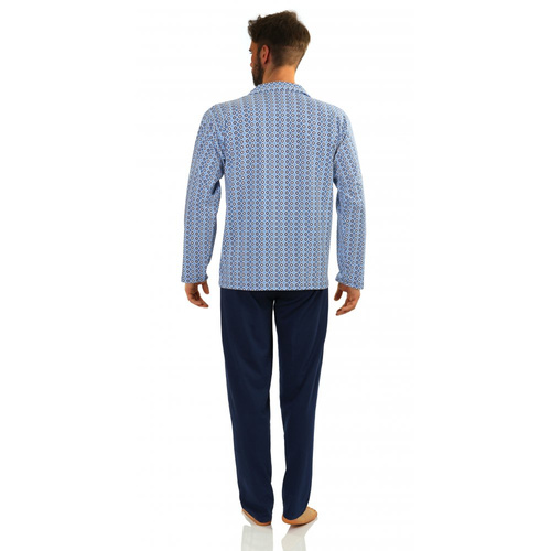 Bawełniana piżama męska, rozpinana 2210/16 Sesto Senso - granatowy