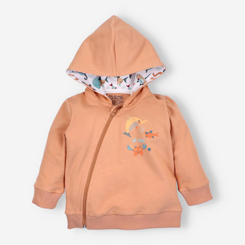 =Bluza dresowa z kapturem z bawełny organicznej Morskie Zwierzątka Nini pomarańczowy