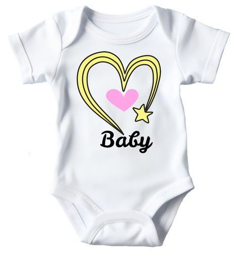 Body krótki rękaw "Baby z sercem dla dziewczynki" Moocha biały
