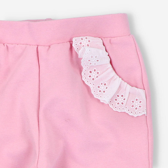 Spodnie dziewczęce z dzianiny dresowej BOB-0011 By o Baby różowy