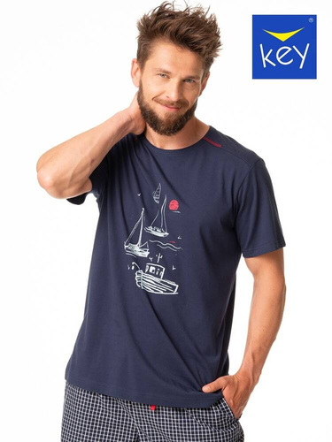  Piżama Męska MNS 420  Key granatowy