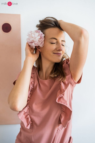 Bluzka do karmienia Milky Waves z krótkim rękawem Milk&Love herbal rose