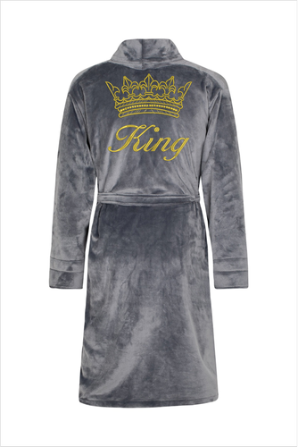 Szlafrok męski King + Korona ByShelly - grafitowy/złoty