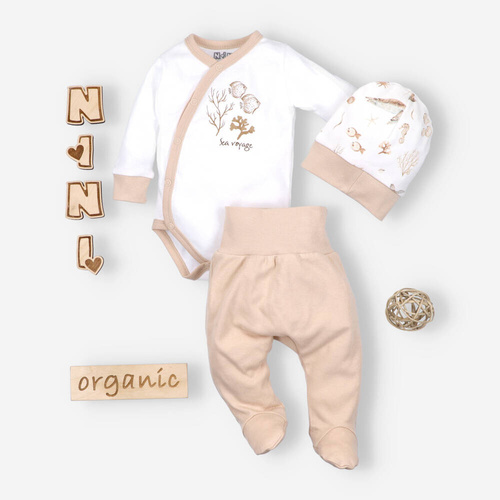 Półśpiochy z bawełny organicznej Turtles Nini brązowy