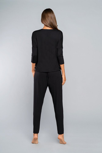 Komplet Damski 3/4rękaw, dł.spodnie Styl Italian Fashion czarny