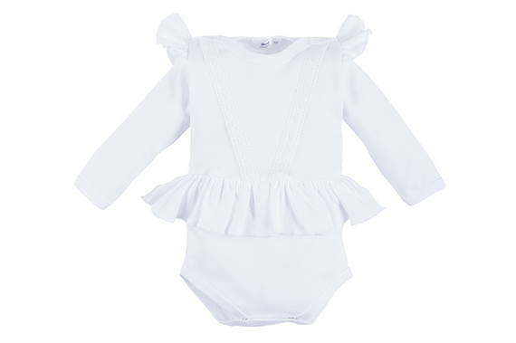 Body z spódniczką długi rękaw 71B Princess Marija - biały