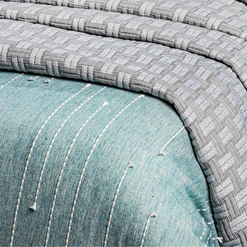 Pościel z ozdobnymi przeszyciami Montenegro 8 Eurofirany jasnozielony