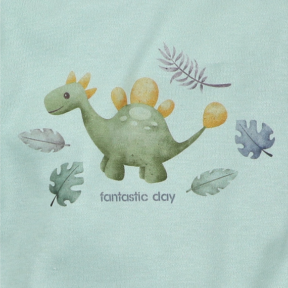 Body niemowlęce Dino Explorer Nini miętowy– bawełna organiczna, długi rękaw