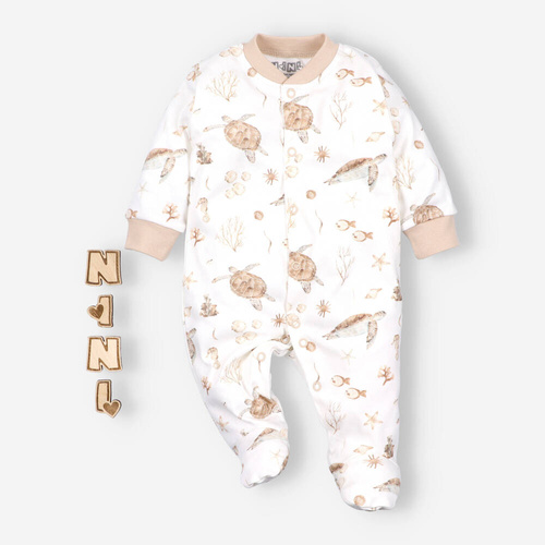 Pajacyk z bawełny organicznej Turtles Nini druk