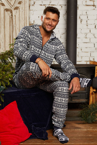 Piżama męska, kombinezon Alaska Italian Fashion- granat