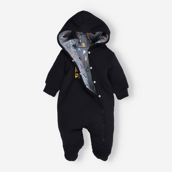 Kombinezon z bawełny organicznej Alfabet Nini czarny