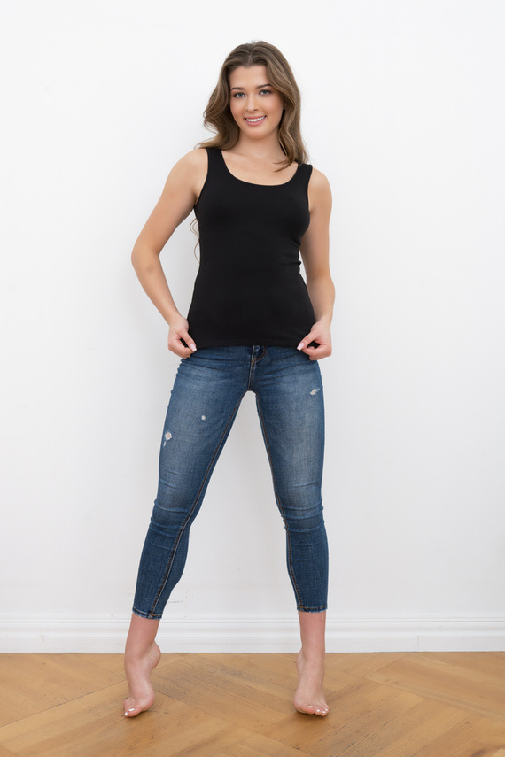 Ibiza Koszula Damska szerokie ramiączka Italian Fashion- czarna