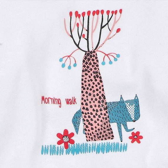 Body z bawełny organicznej Kolorowy Las Nini ecru