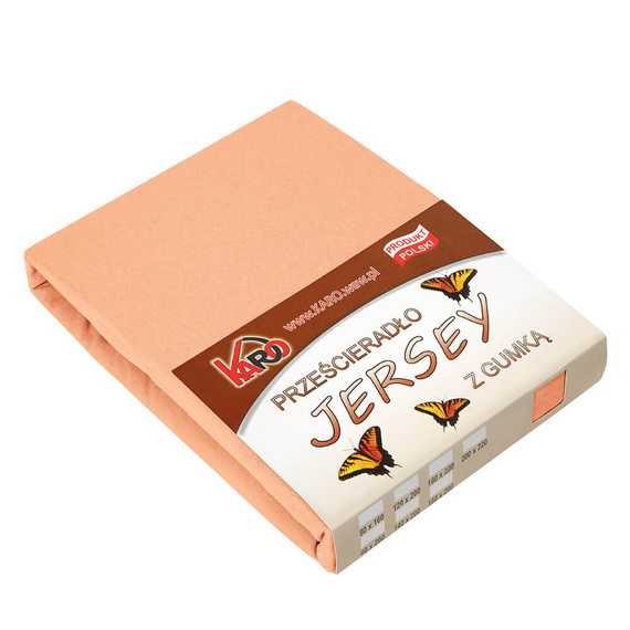 Prześcieradło Jersey z gumką KARO - morelowy