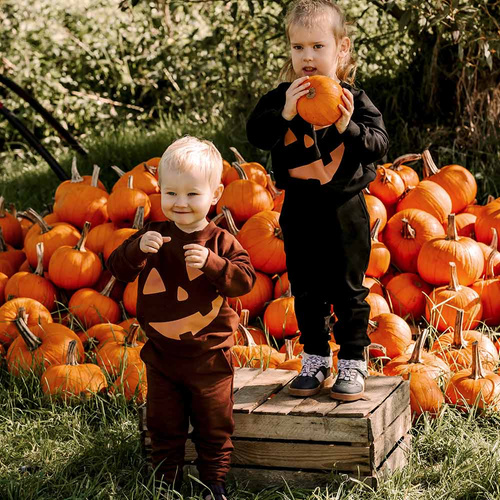 Eevi Dres dziecięcy Halloween czarny – bluza i spodnie, ciepła bawełna
