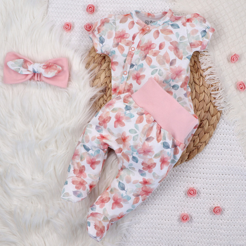 Body kopertowe z bawełny organicznej  Kolorowe Kwiatki Nini druk