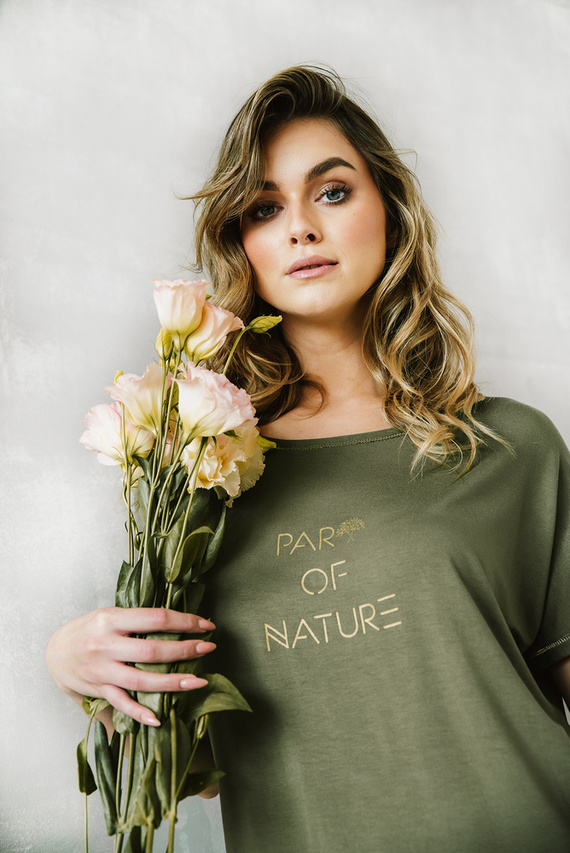 Piżama Damska krótki rękaw, 3/4 spodnie Natura Italian Fashion - khaki