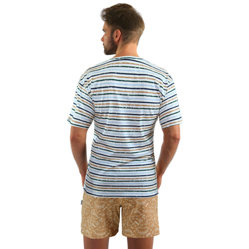 Bawełniana piżama męska, krótki rękaw i spodenki 2651/03 Sesto Senso - beżowy