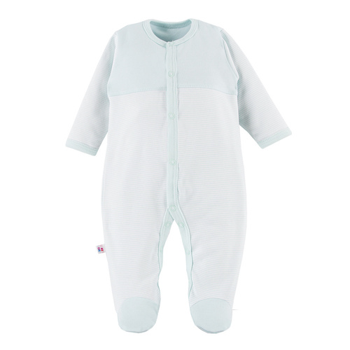 Pajac niemowlęcy ze stópkami Big Bear Eevi - miętowy paski